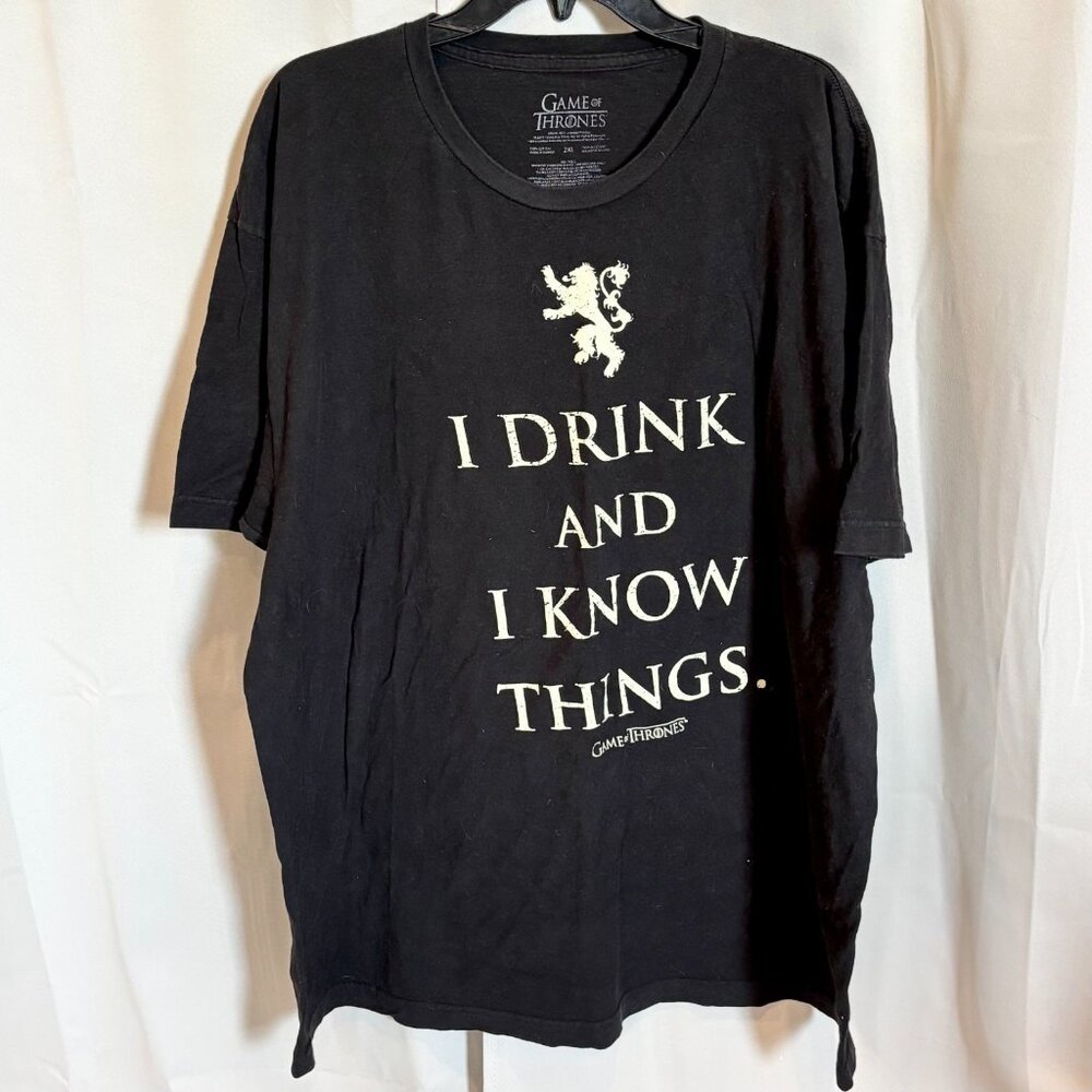 Game of Thrones Men Shirt 2XL I Drink and I Know Things Short Sleeve 18731x